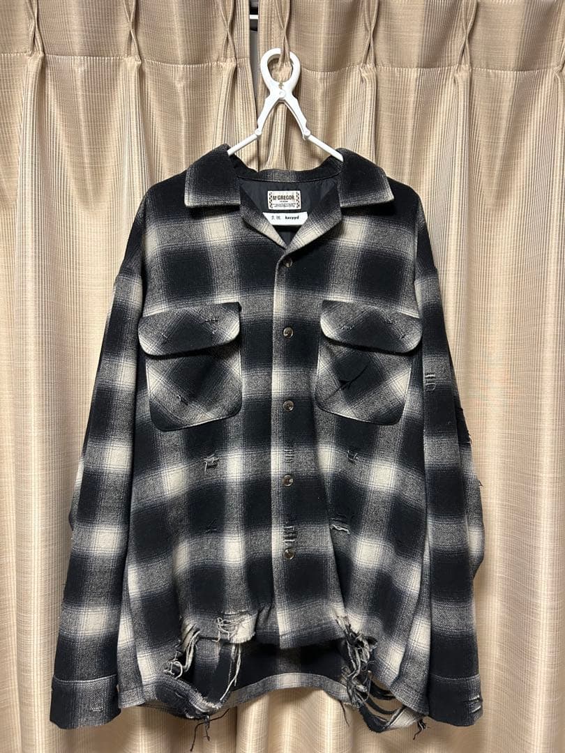 McGREGOR 久遠×hxcyyd ダメージ オンブレチェックシャツ M