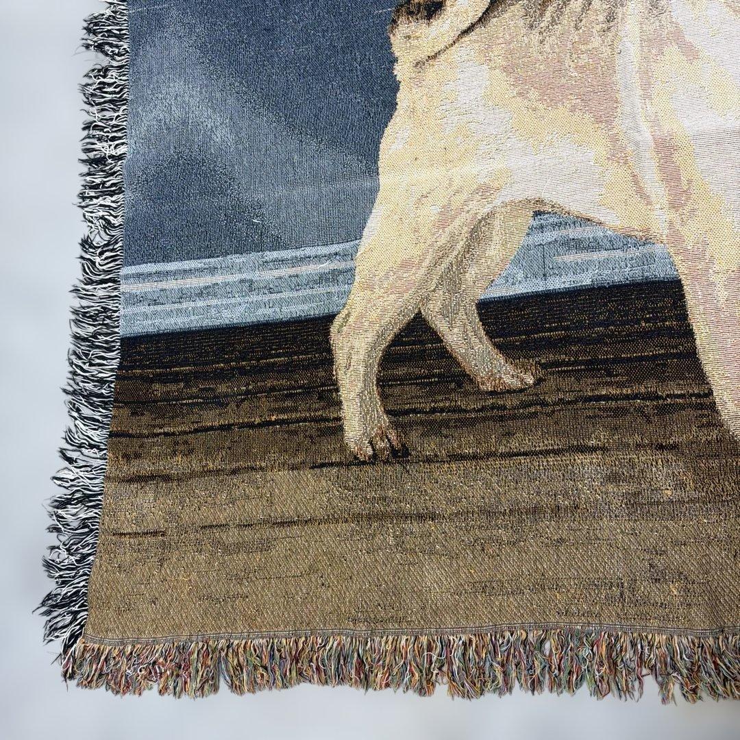 犬　パグ　マルチカバー　ソファカバー　ヴィンテージラグ　117x150