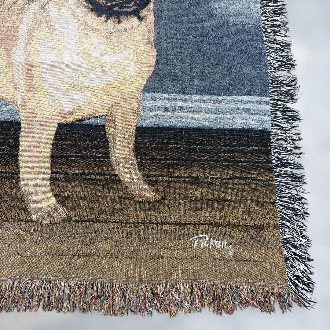 犬　パグ　マルチカバー　ソファカバー　ヴィンテージラグ　117x150