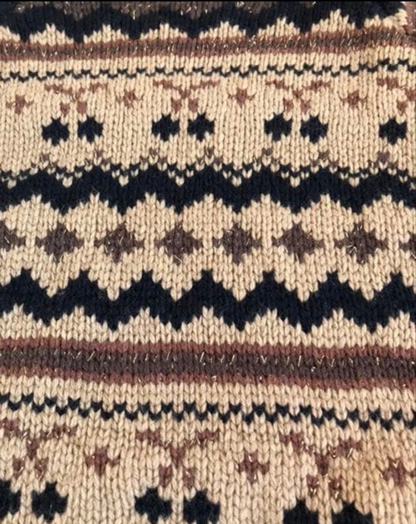 セブンテン　チェリージャガードニット　ブラウン　S