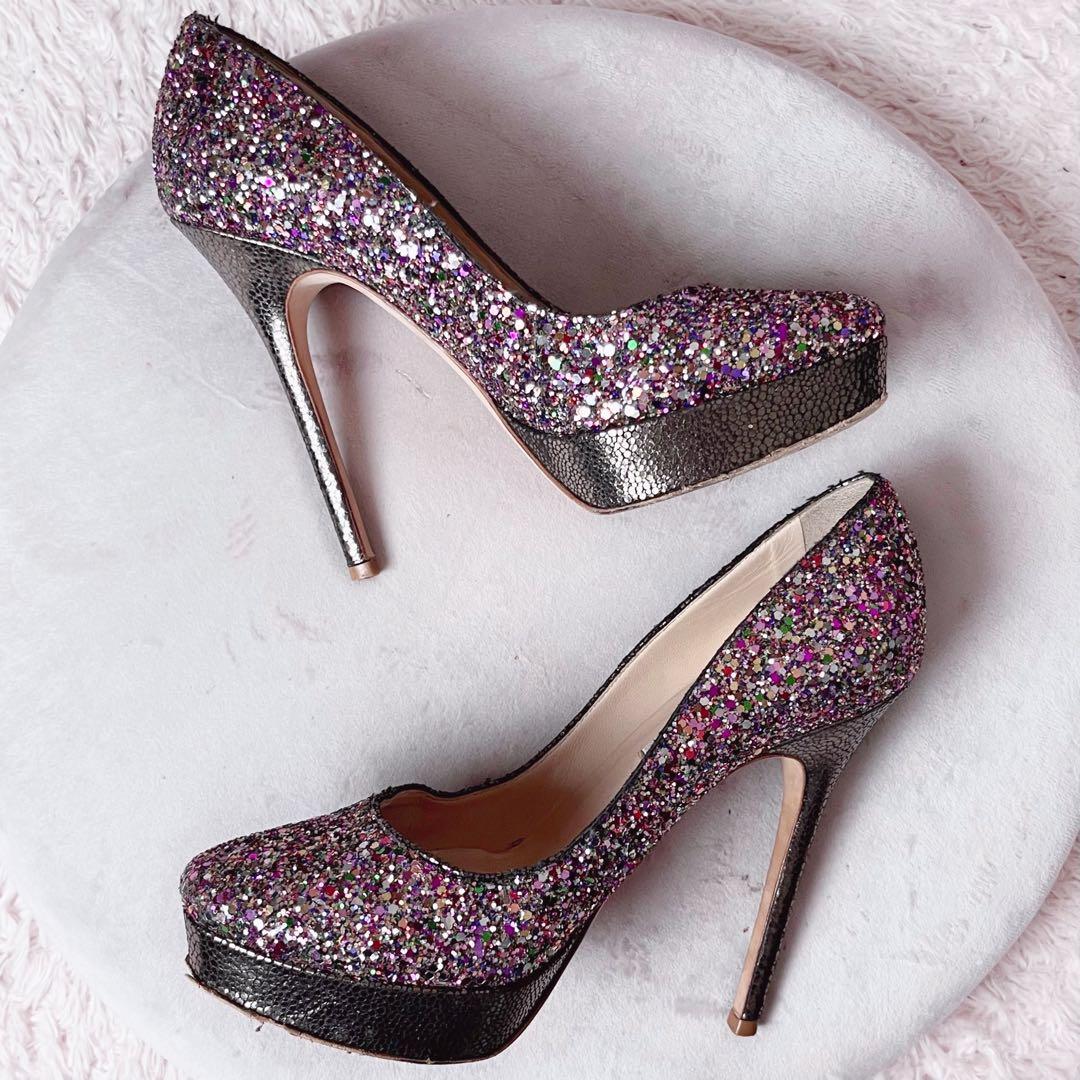 ジミーチュウ ラメ グリッター パンプス ハイヒール ピンク 24cm 37