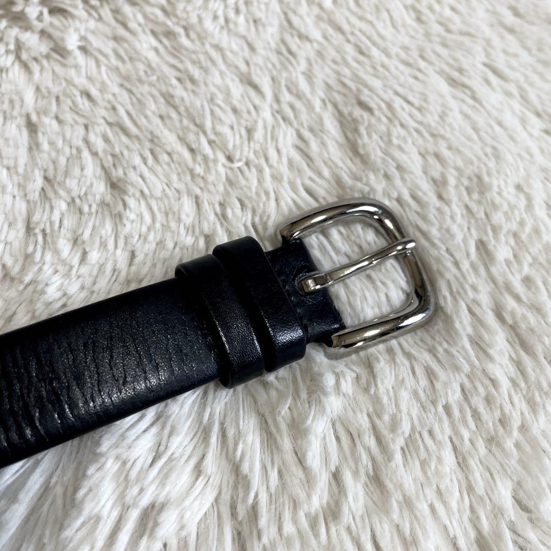 美品 コムデギャルソン オム レザー ベルト シルバー バックル 本革 ブラック