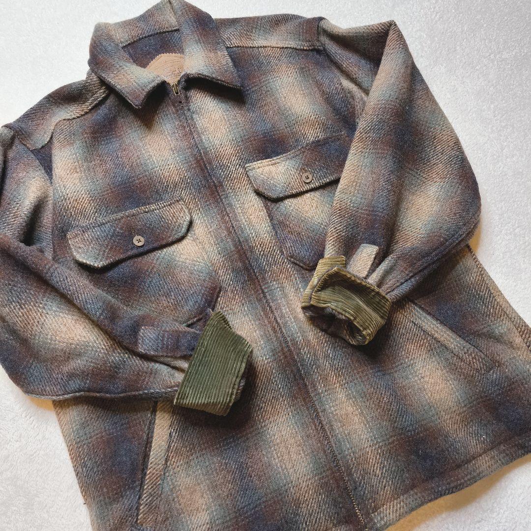 wool rich オンブレチェック ウールジャケット USA製 M zip