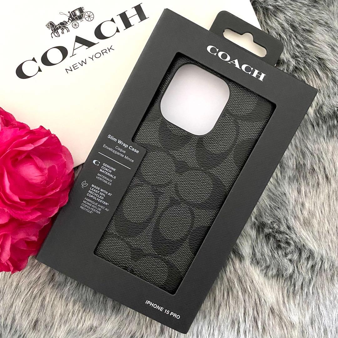 新品☆COACH(コーチ)ブラック　スマホケース　i Phone15 pro