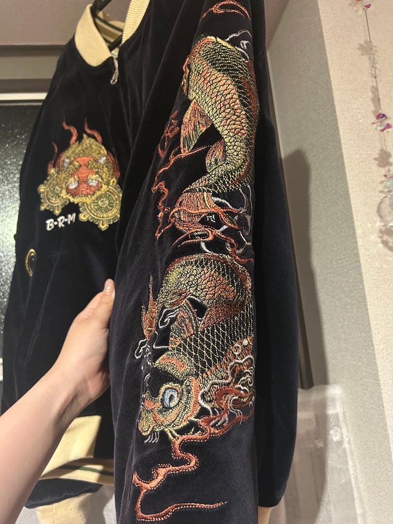 爆裂爛漫娘 リバーシブルスカジャン 鬼若丸 グリーン