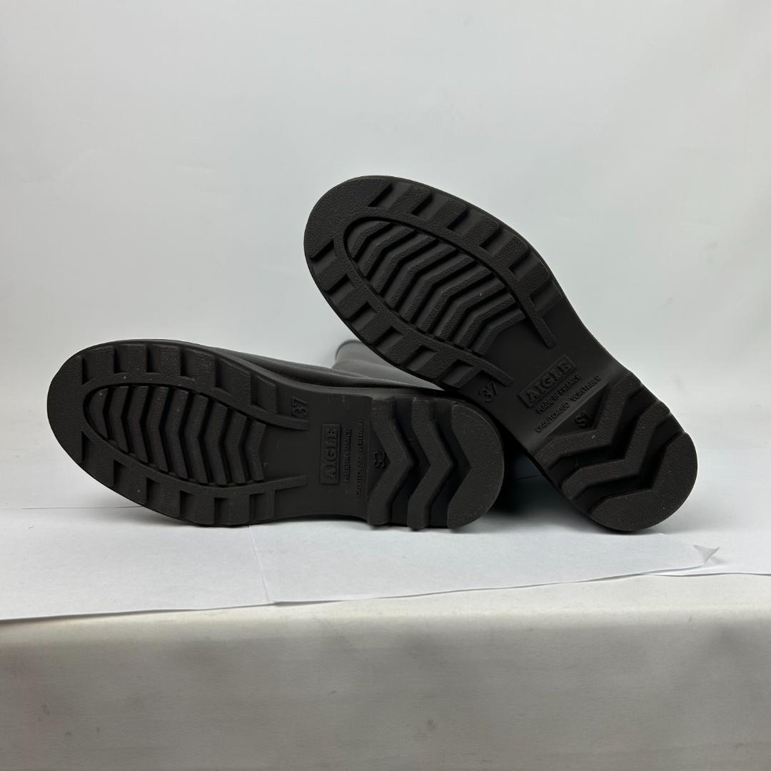 【試着のみ】エーグル AIGLE レインブーツ ロング　ダークブラウン 37