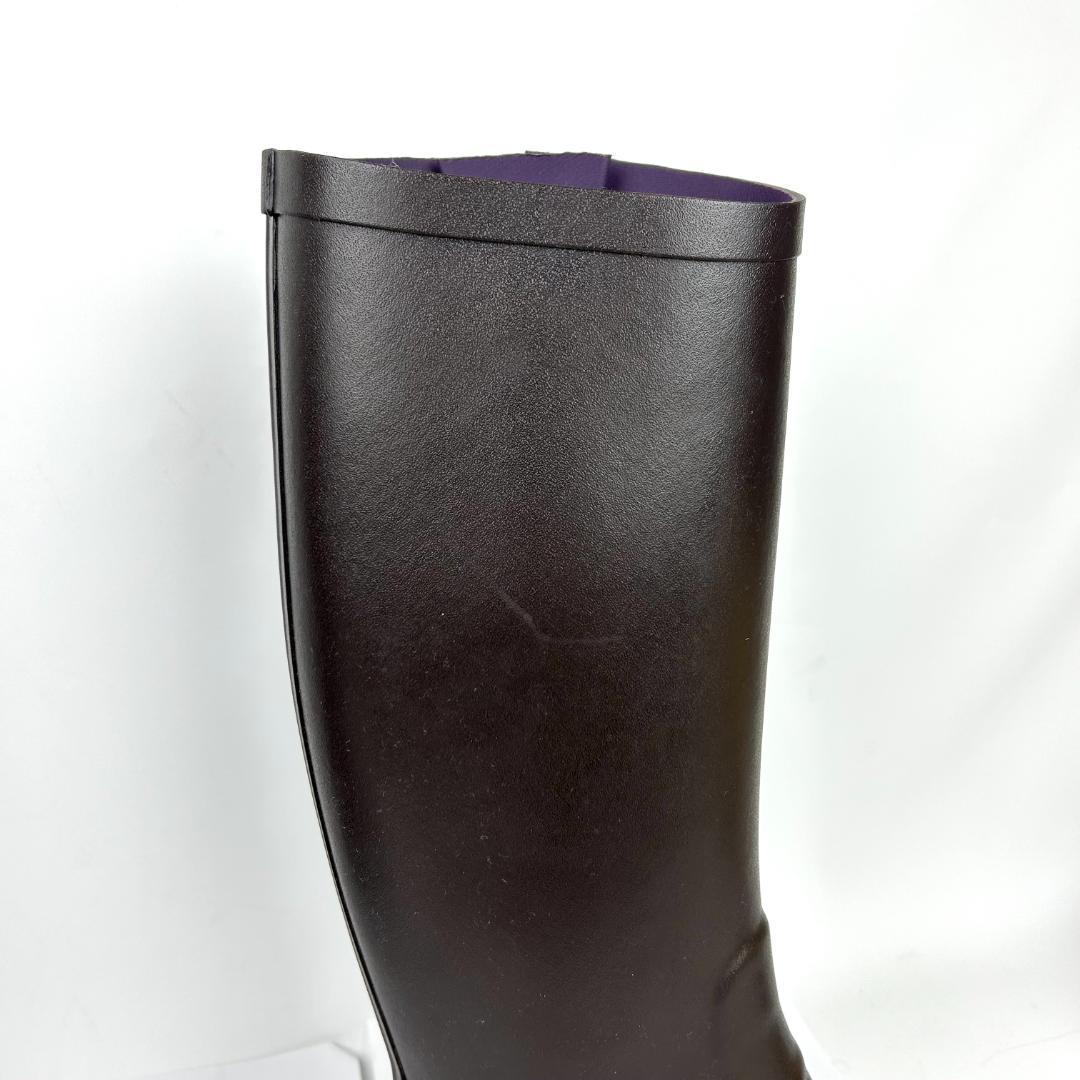 【試着のみ】エーグル AIGLE レインブーツ ロング　ダークブラウン 37