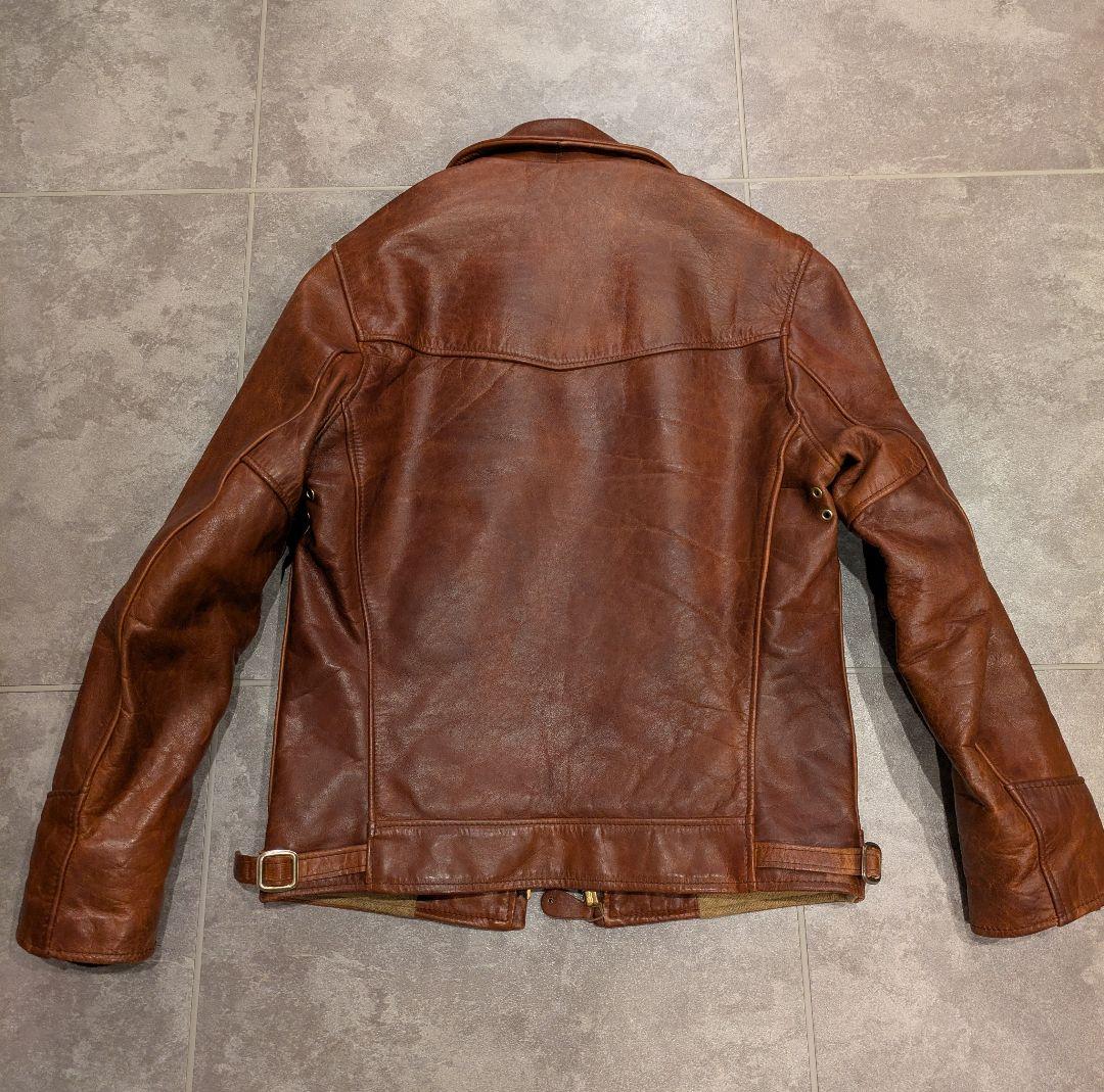 Schott レッドブラウンレザー ステアハイドトラッカージャケット サイズ34