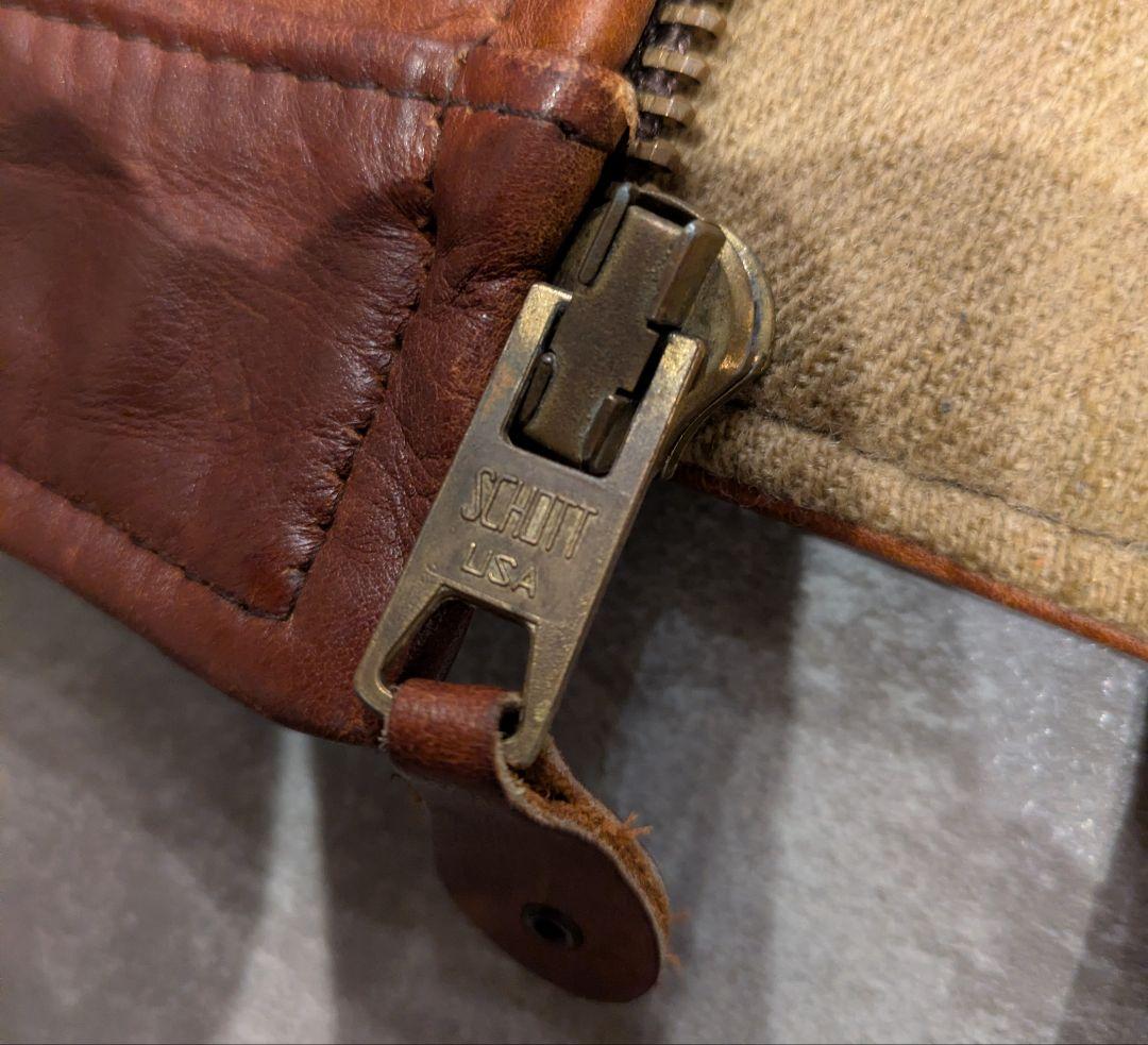 Schott レッドブラウンレザー ステアハイドトラッカージャケット サイズ34