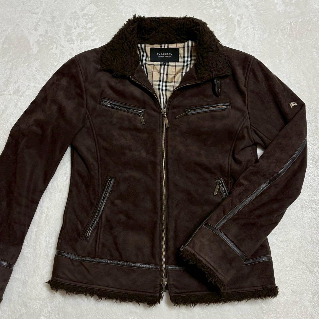 美品✨ バーバリーブラックレーベル　スエードジャケット　ボア　ブラウン　M