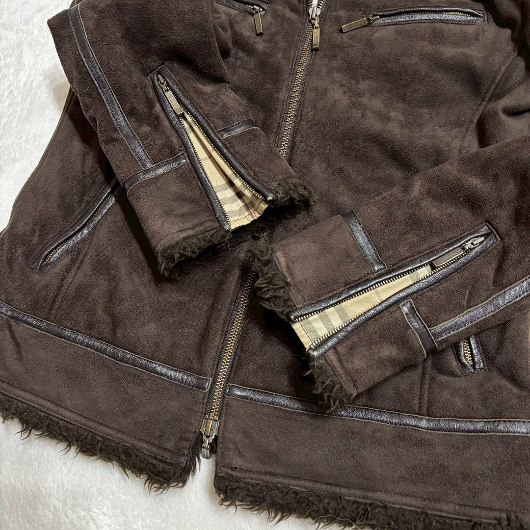 美品✨ バーバリーブラックレーベル　スエードジャケット　ボア　ブラウン　M