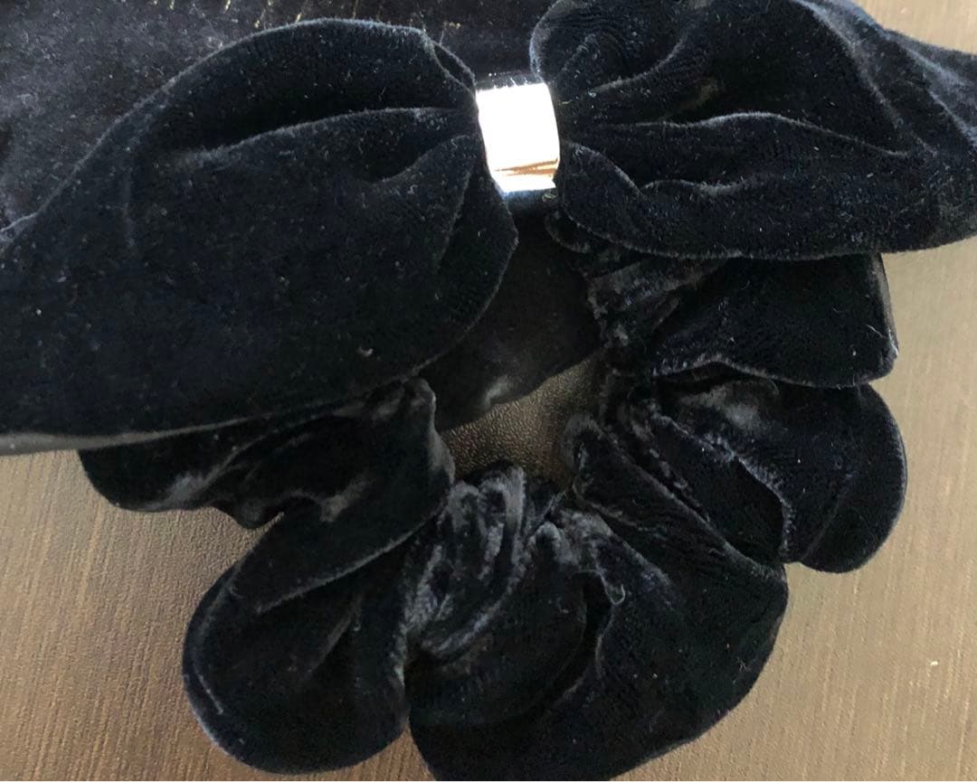 ♦︎アレクサンドルドゥパリ♦︎リボンベロア　シュシュ★ブラック★