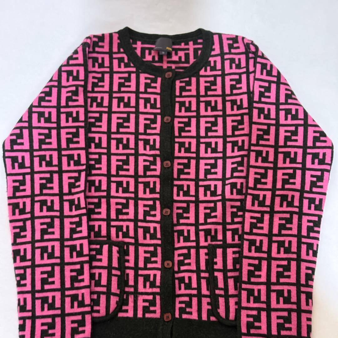 希少 FENDI フェンディ ズッカ柄 　ピンクニット カーディガン