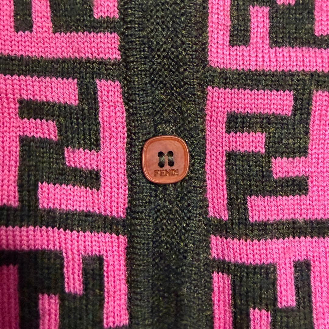 希少 FENDI フェンディ ズッカ柄 　ピンクニット カーディガン