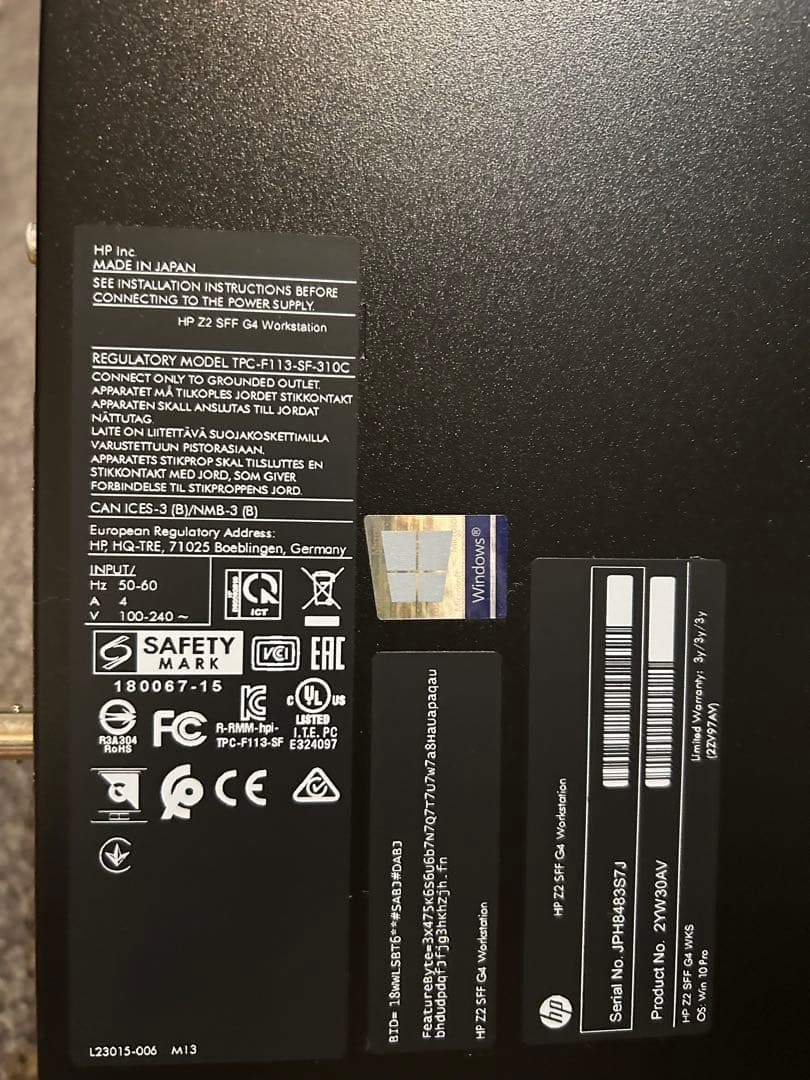 Windowsデスクトップ HP Z2 SFF G4 WorkstationXeon E-210416GB