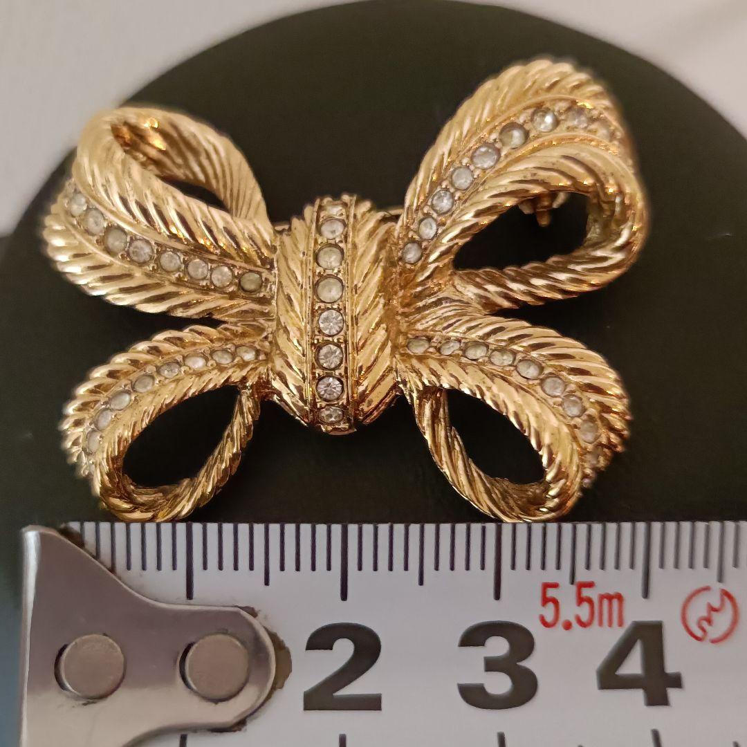 ディオール　リボン　ブローチ　ゴールド