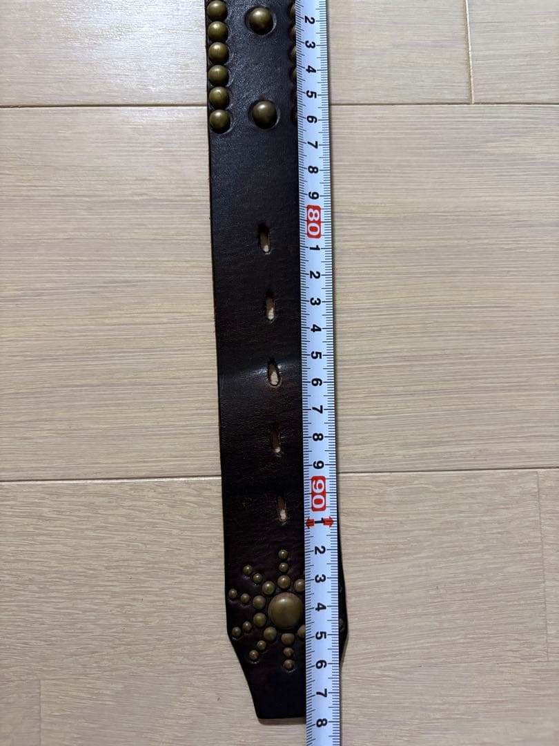 HTC Zip Stevenson レザースタッズベルト 34インチ