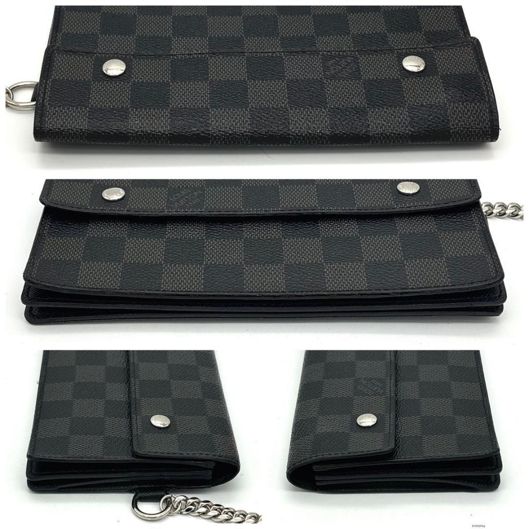 ルイヴィトン ダミエグラフィット アコルディオン チェーンウォレット 長財布 黒