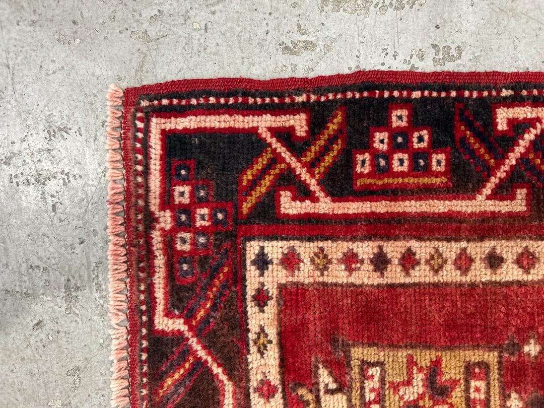 【60's Vintage rug】118×77cm　トルコ　ミフラーブ　ラグ