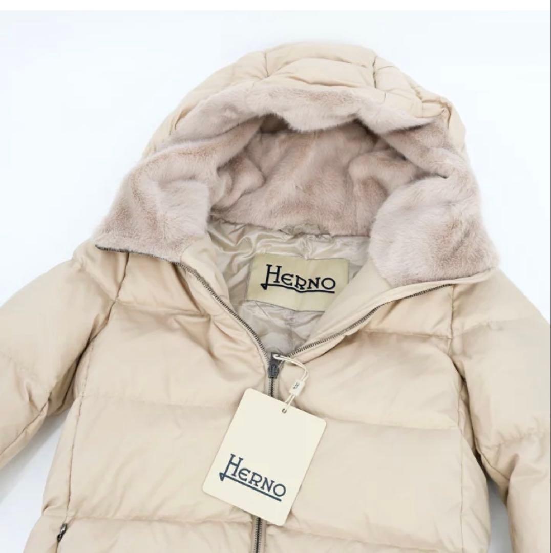 HERNO ヘルノ ダウンコート フード付き フェイクファー 撥水 ベージュ