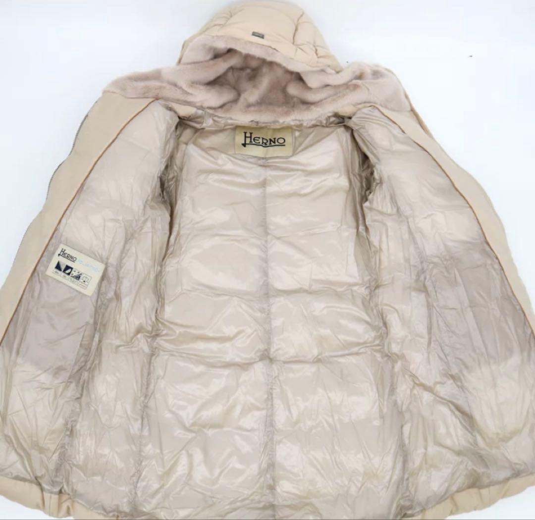 HERNO ヘルノ ダウンコート フード付き フェイクファー 撥水 ベージュ