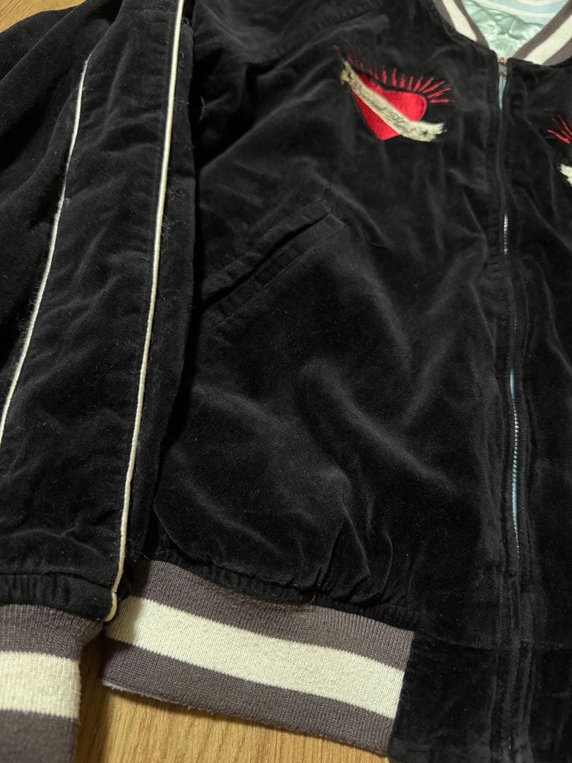 雰囲気抜群 AVIREX リバーシブル 別珍 サテン スカジャン ブラック M