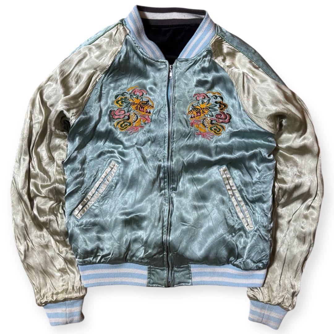 雰囲気抜群 AVIREX リバーシブル 別珍 サテン スカジャン ブラック M