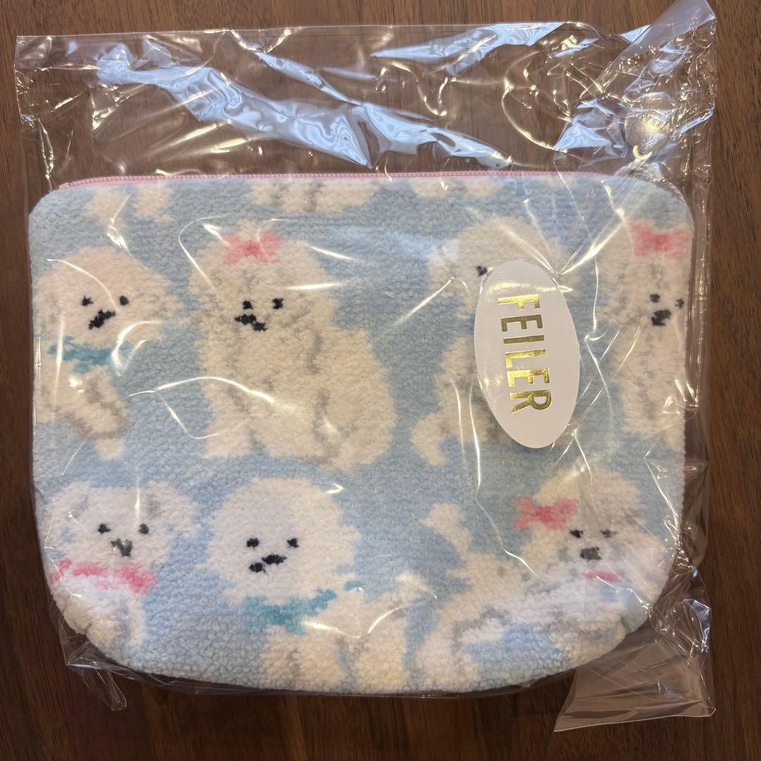 【フェイラー】ラブラリー♥モフモフワンチャン舟形ポーチM【FEILER】