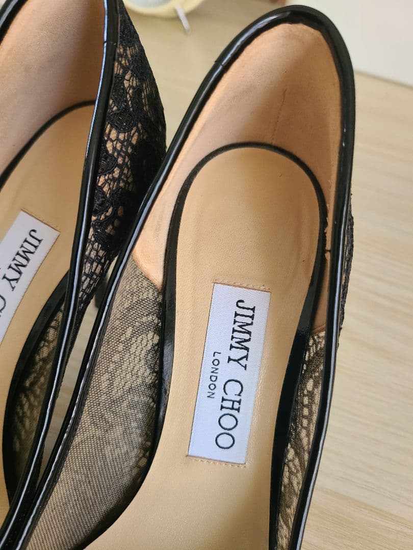 JIMMY CHOO　AGNES　ブラックレース　ハイヒール　24.5センチ美品