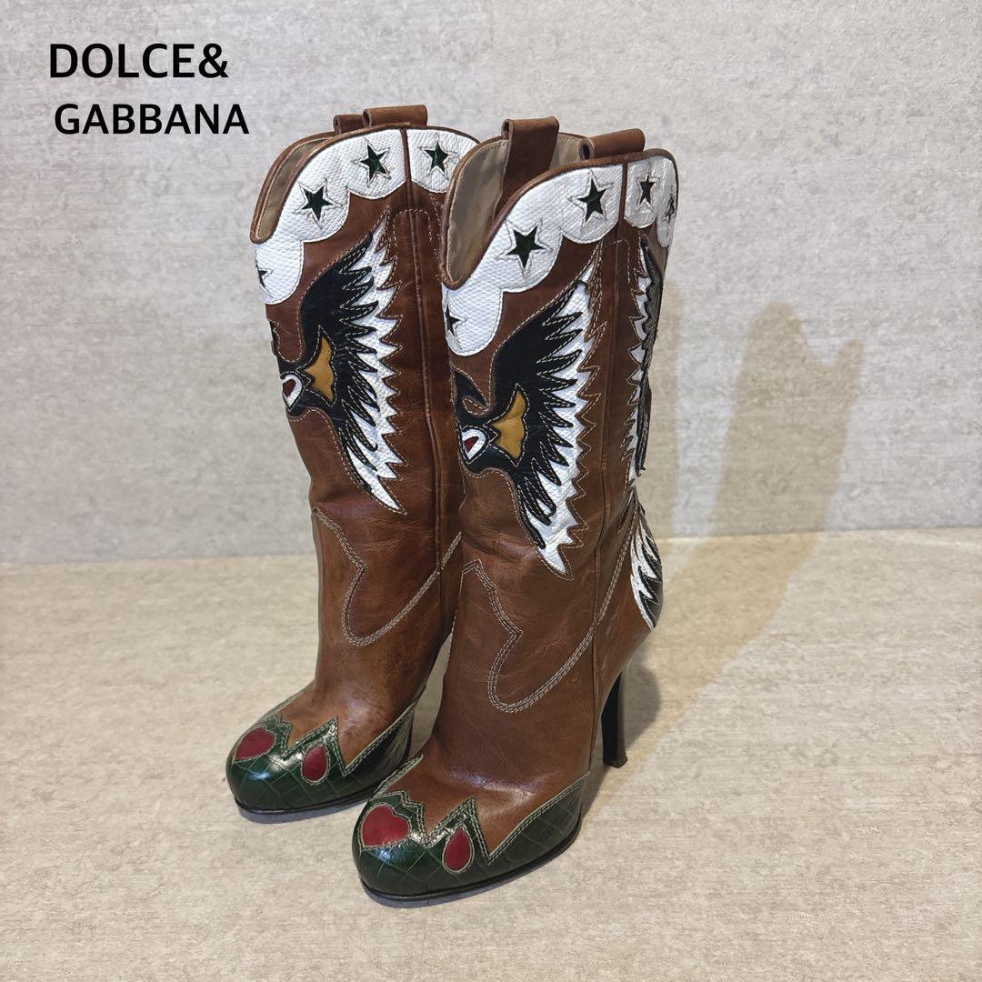 希少 DOLCE&GABBANA ドルチェ&ガッパーナ ウエスタンブーツ