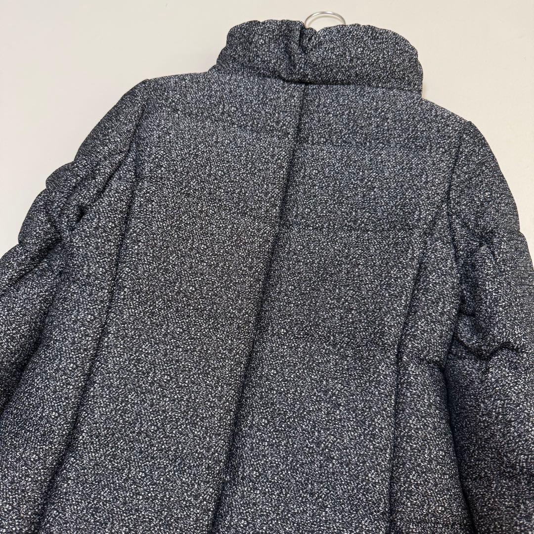 【ランバンオンブルー】ツイードダウンジャケット（M）ブラック　フリルジッパー