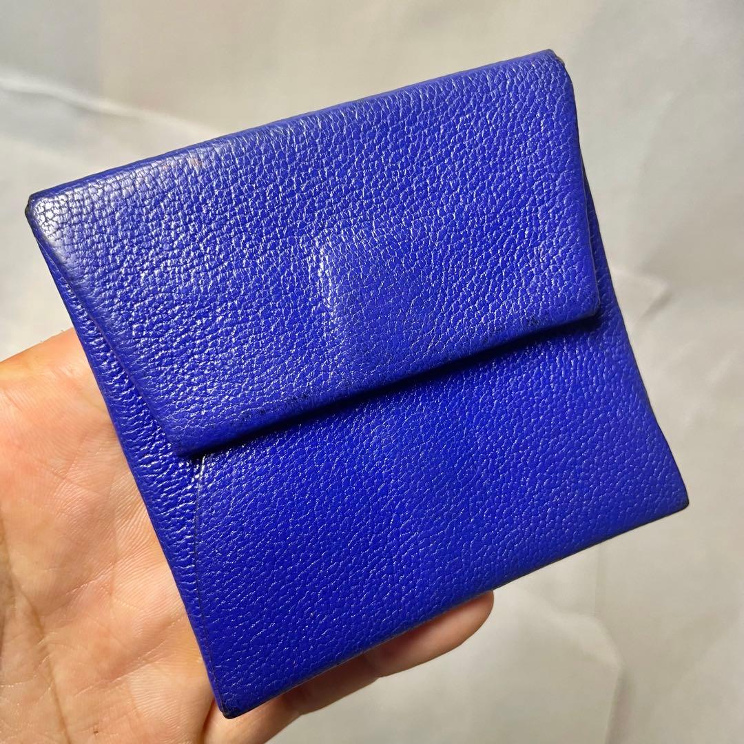 HERMES バスティア ケース小銭入れ エルメス　青プルー財布