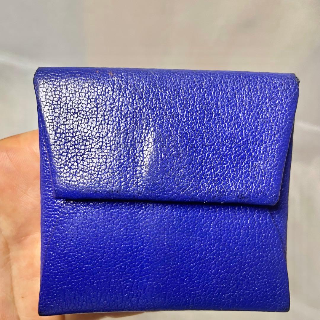 HERMES バスティア ケース小銭入れ エルメス　青プルー財布