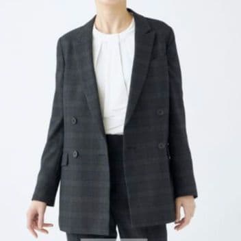 未使用級✨️スーツセレクト　ダブル パンツスーツ ネイビー　チェック 洗える　M