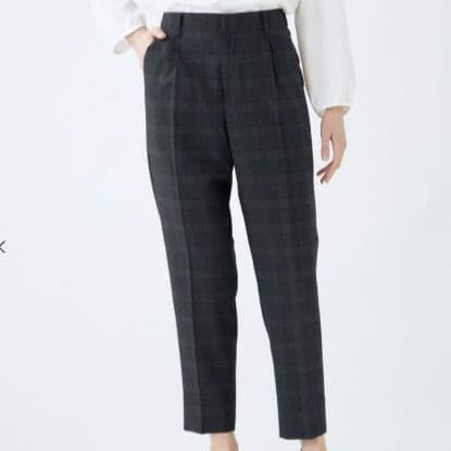 未使用級✨️スーツセレクト　ダブル パンツスーツ ネイビー　チェック 洗える　M