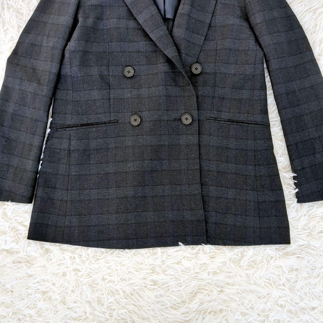 未使用級✨️スーツセレクト　ダブル パンツスーツ ネイビー　チェック 洗える　M