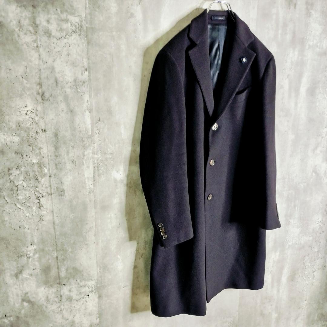 美品★ラルディーニ ブートニエール 極上ウール チェスターコート 50 ネイビー