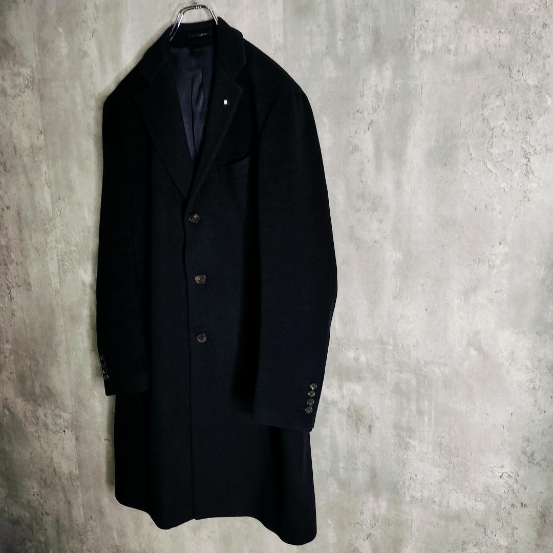 美品★ラルディーニ ブートニエール 極上ウール チェスターコート 50 ネイビー