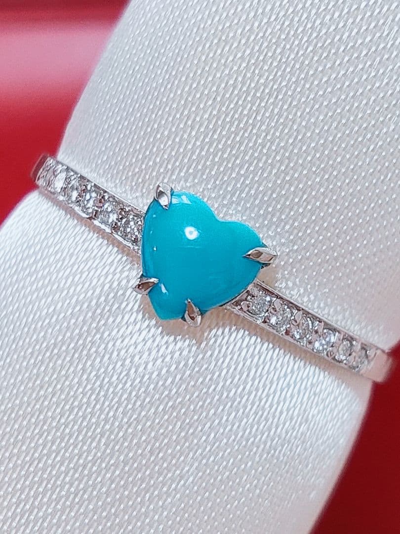 未使用品 pt900 天然ターコイズ ダイヤモンド リング
