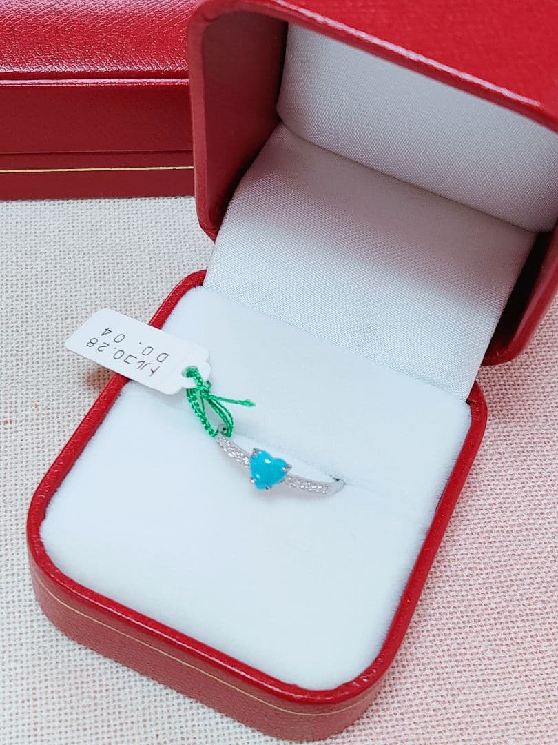 未使用品 pt900 天然ターコイズ ダイヤモンド リング