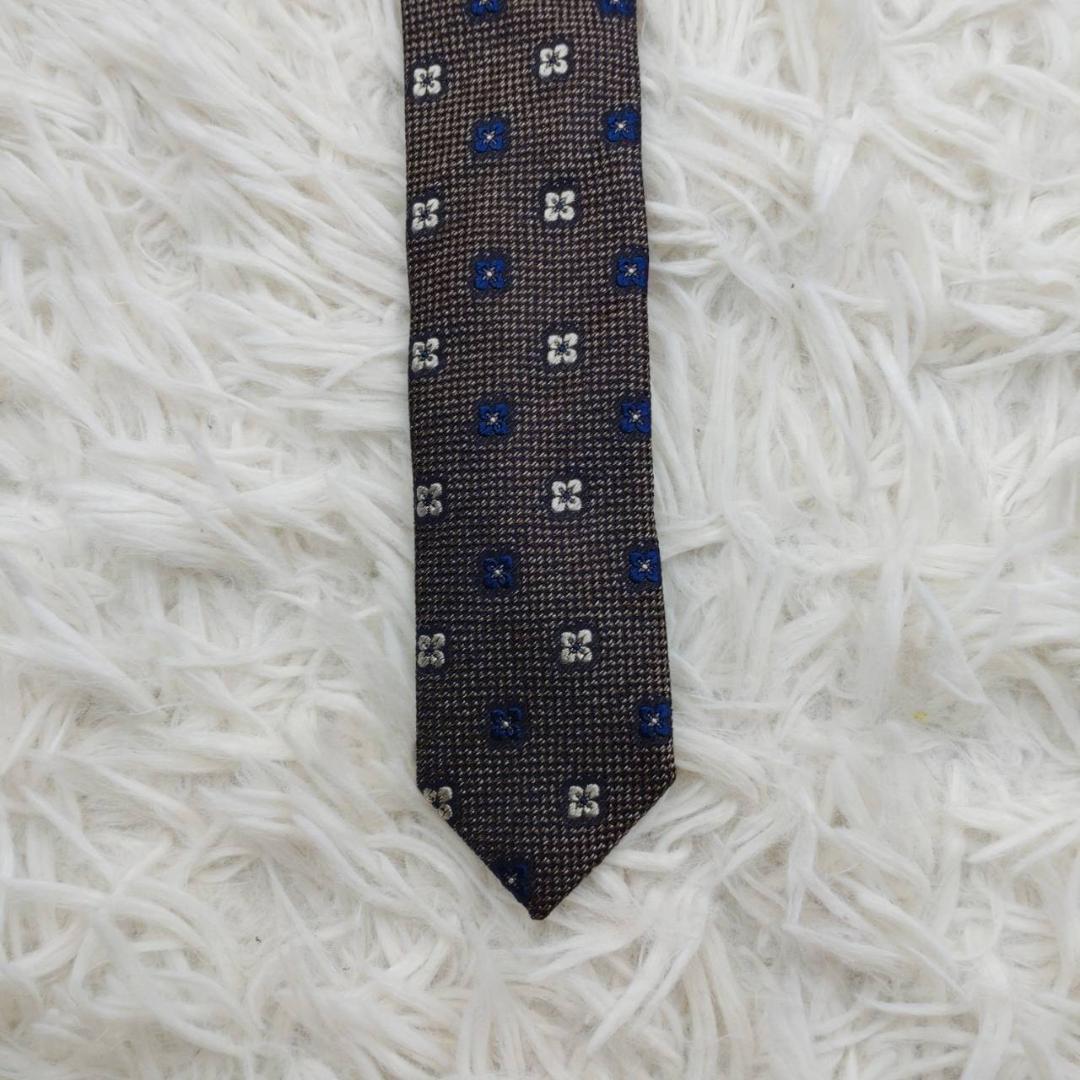 フランコバッシ 高級シルクネクタイ 総柄 ダークブラウン