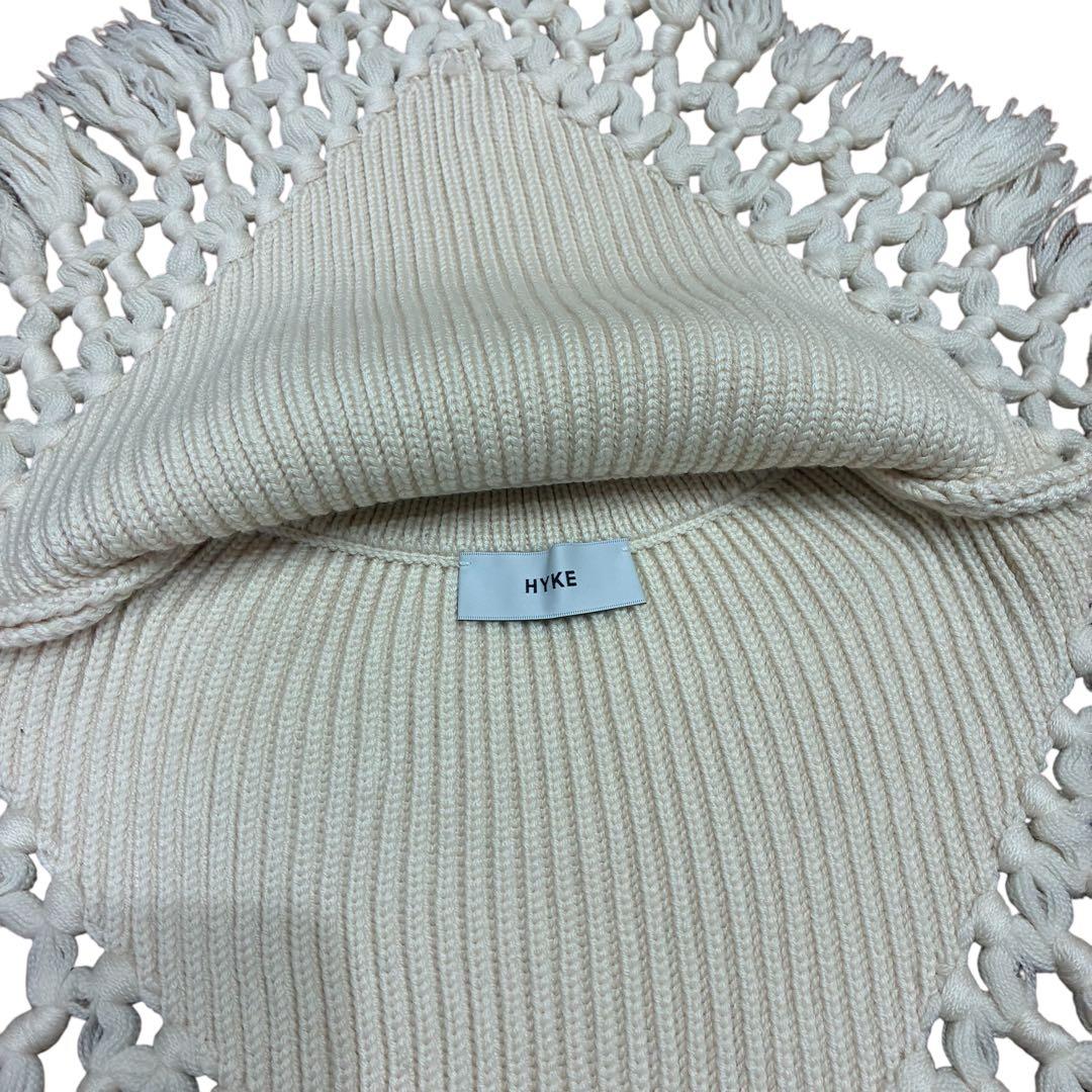 HYKE ハイク　ネックウォーマー　フリンジつけ襟　ホワイト　アイボリー　美品