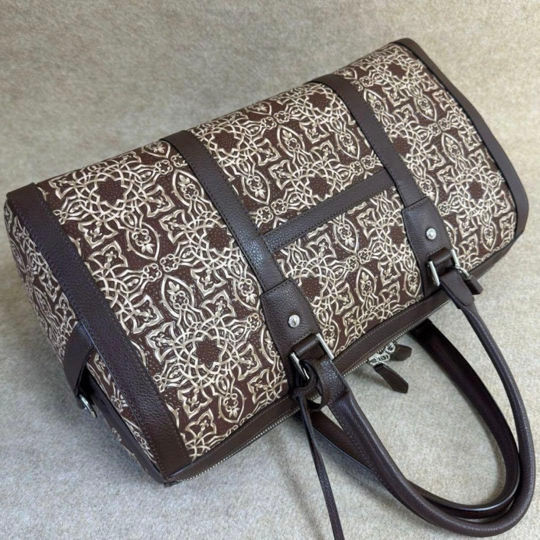 2B24 印傳屋 インデンヤ ボストンバッグ スエード ブラウン