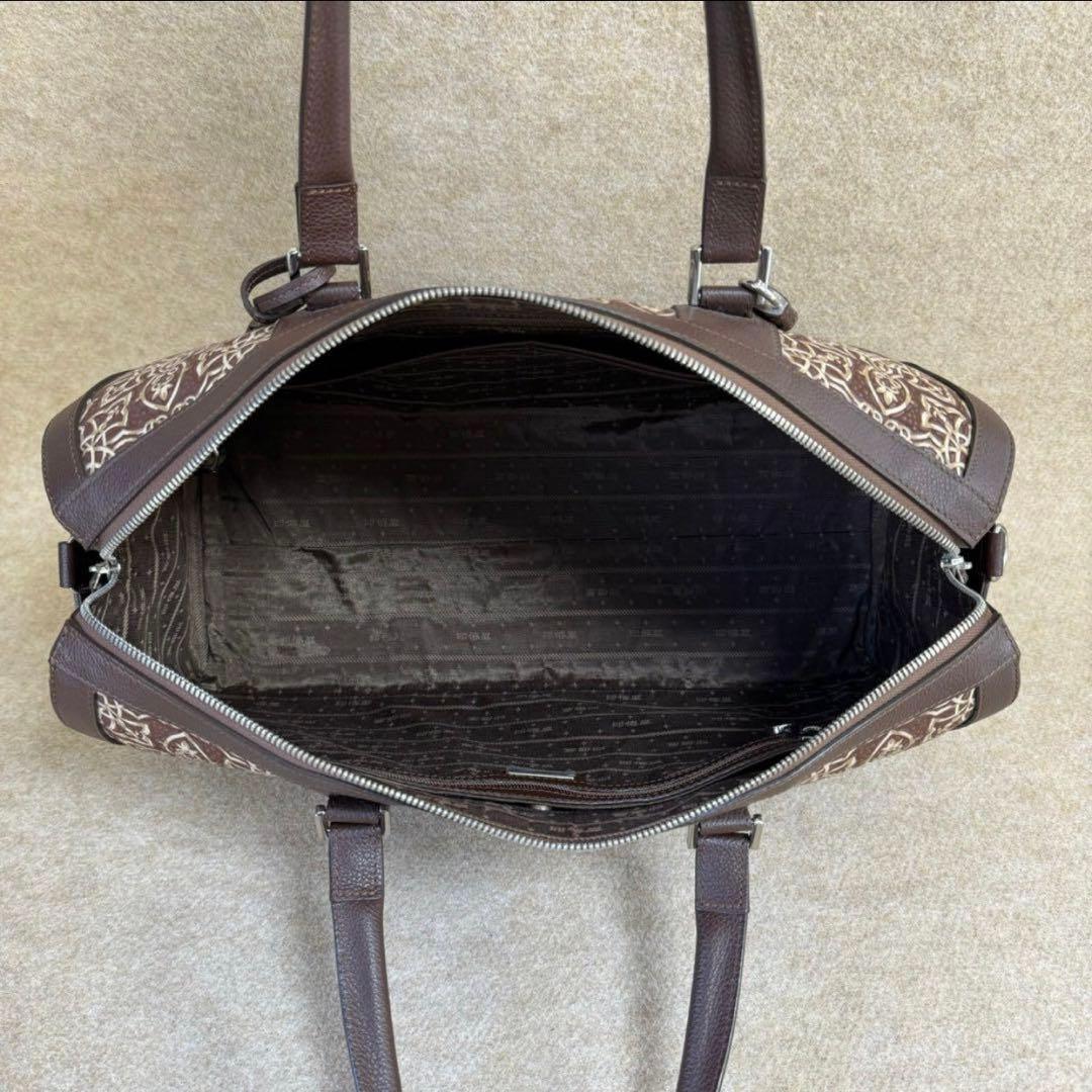 2B24 印傳屋 インデンヤ ボストンバッグ スエード ブラウン