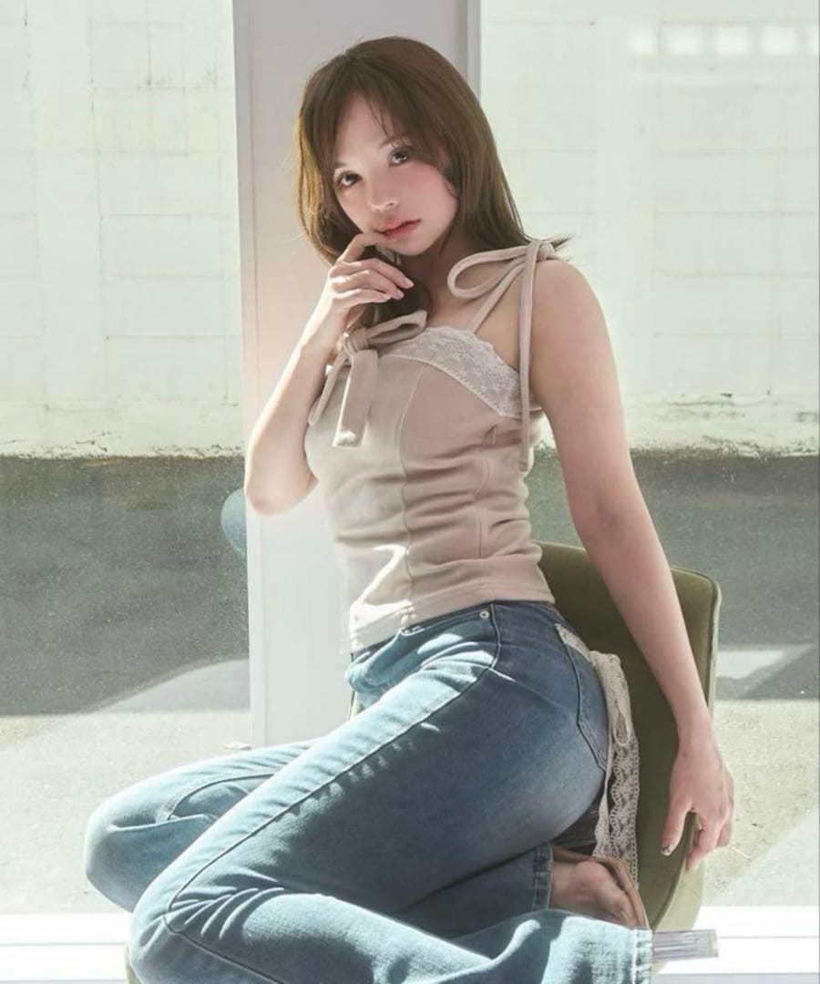 トップス andmary Jemma ribbon camisole beige