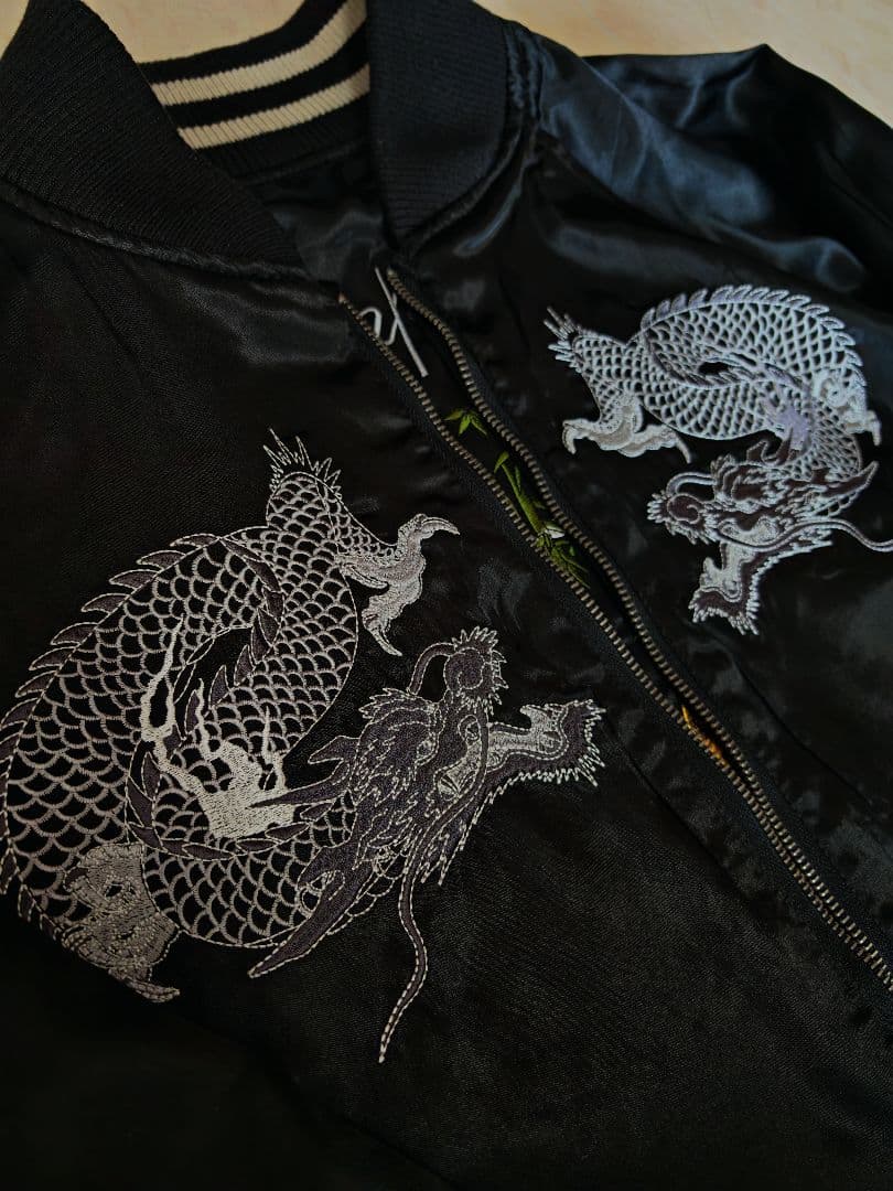 2面用 Studio Hiro Japanese 日本 スカジャン サテン 虎龍