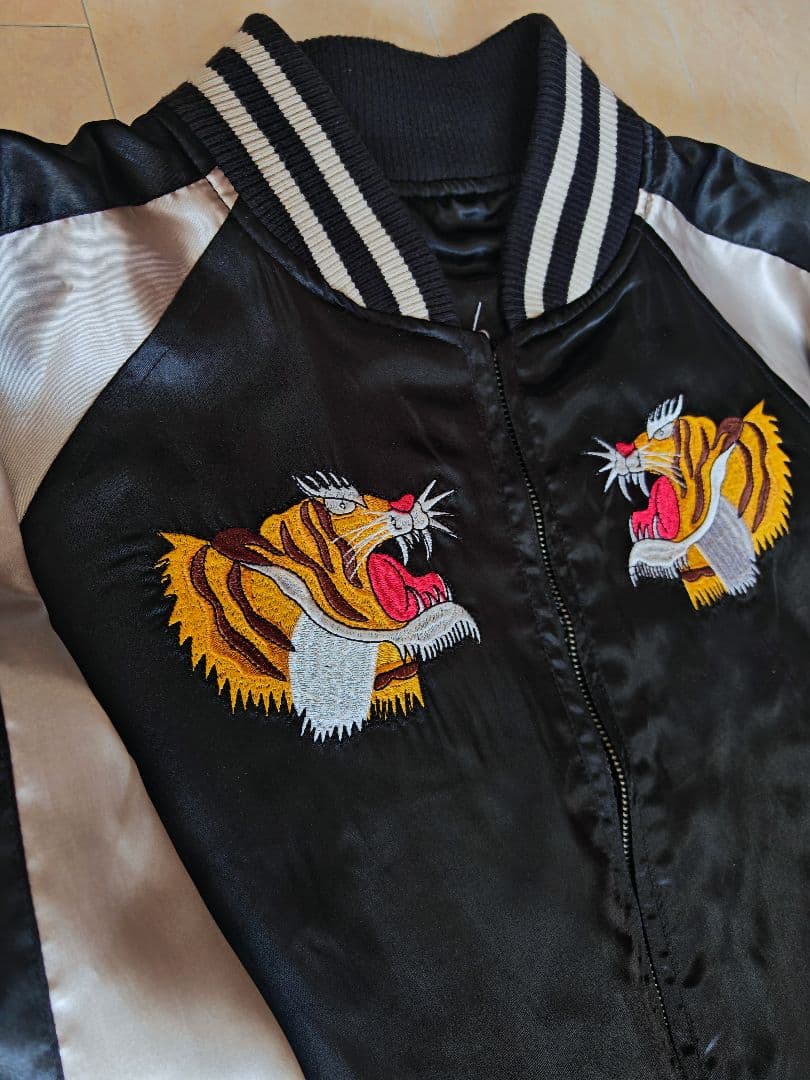 2面用 Studio Hiro Japanese 日本 スカジャン サテン 虎龍