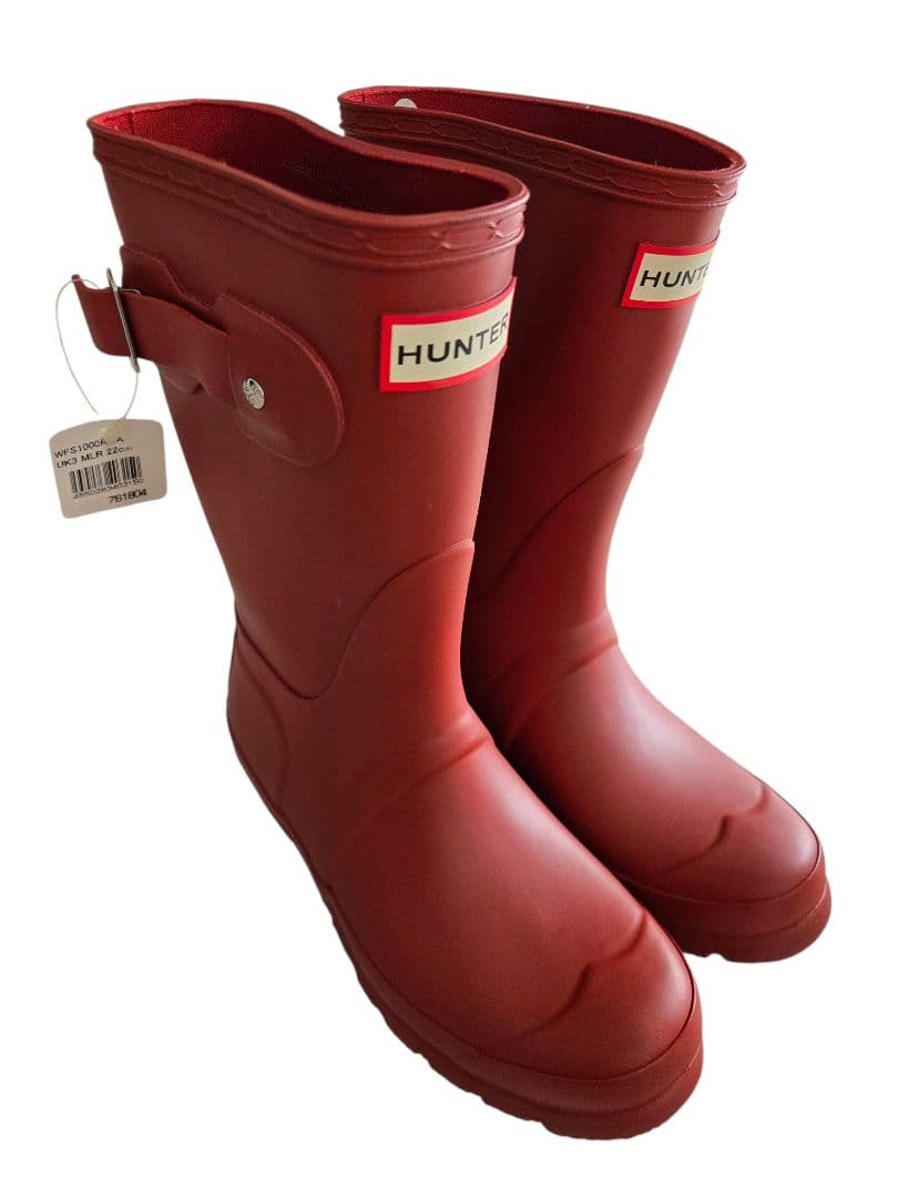 新品未使用・タグ付き・箱無し HUNTER レインブーツ 長靴 レッド 22㎝