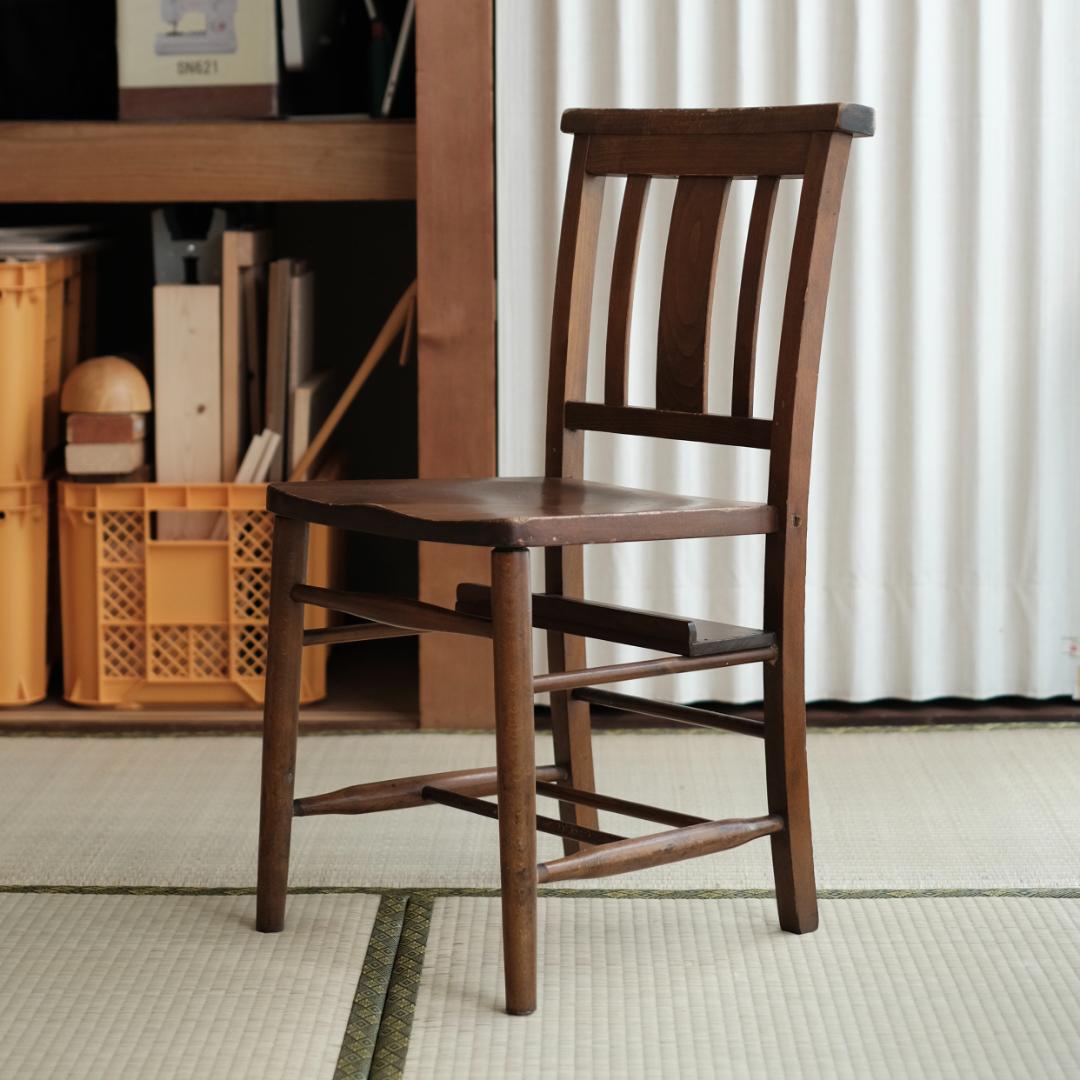 チャーチチェア,アンティークチェア,ロウソク立て&聖書置き付き