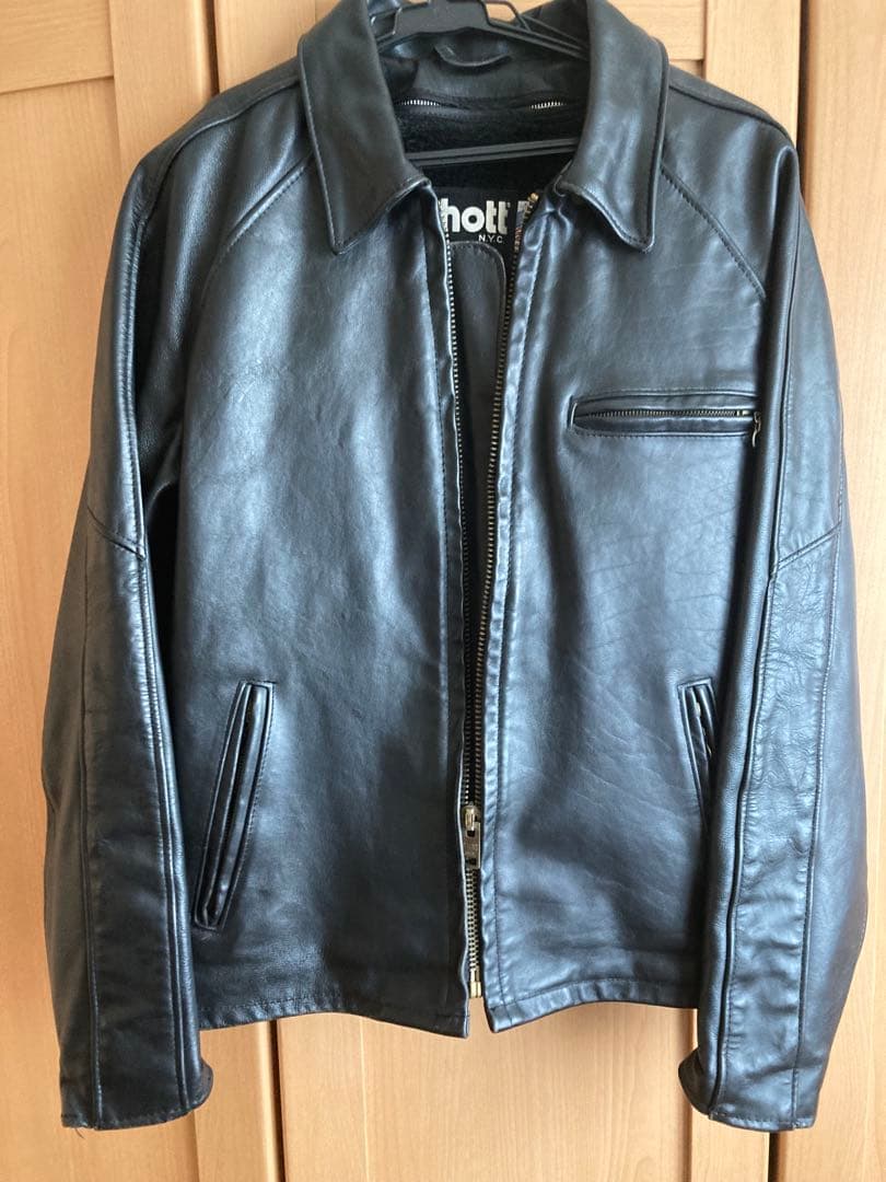 【米国製】Schott レザー ライダースジャケット 黒 36 牛革